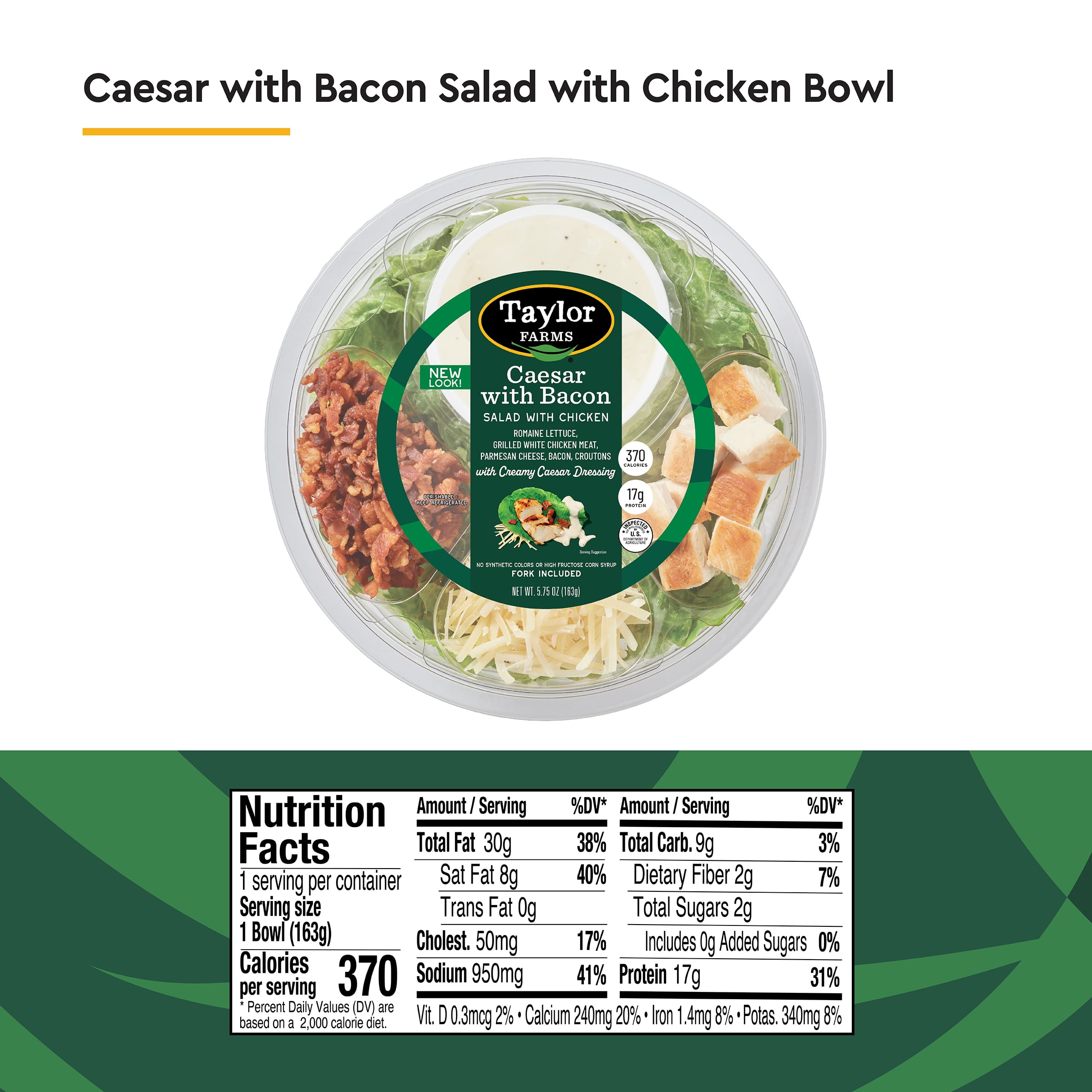 Taylor Farms Caesar Salad with Bacon and Chicken, 5.75 oz (Fresh)