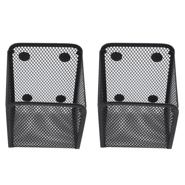 Copa De Soporte De Pluma Magnética Negra, Soporte De Papelería De Malla Industrial Con Estilo De Papelería Semi Cilíndrica Organizador De Escritorio Espacioso Para La Escuela