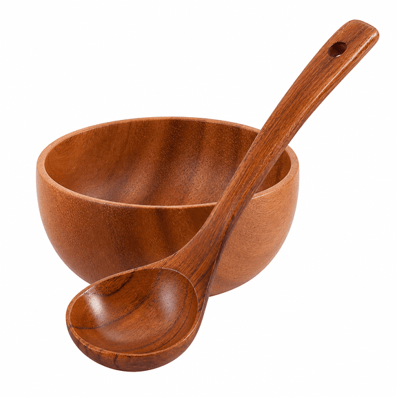 RAIRSKY Natural Wooden Bamboo Ladle For Soups,Sauces,Casseroles,Porridge