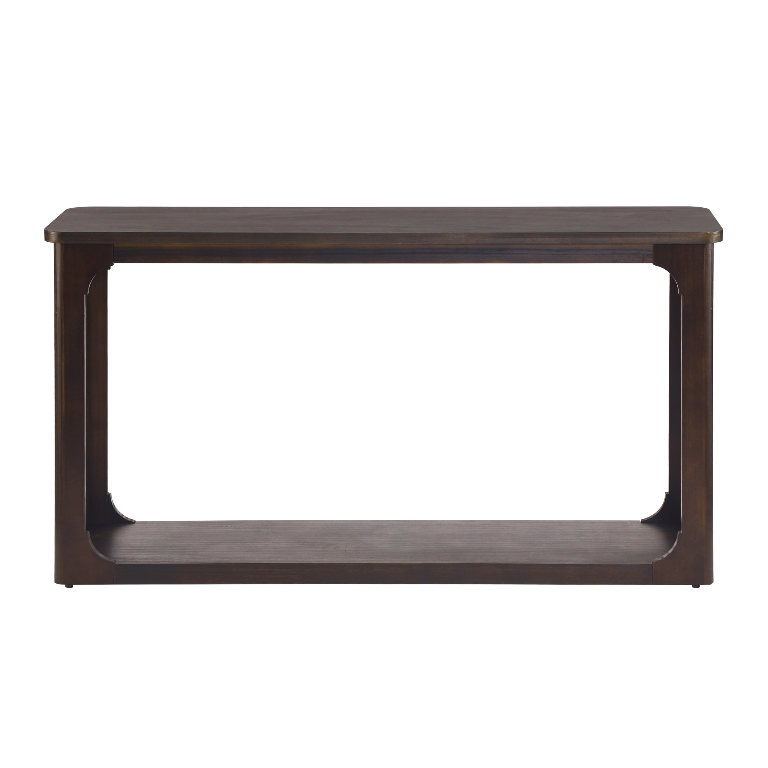 Mintazer 55" Console Table with Open Arch Cutouts, Entryway Table with 2-Tier Storage Shelves, Rounded Corners Sofa Table for Hallway Living Room Foyer, Espresso