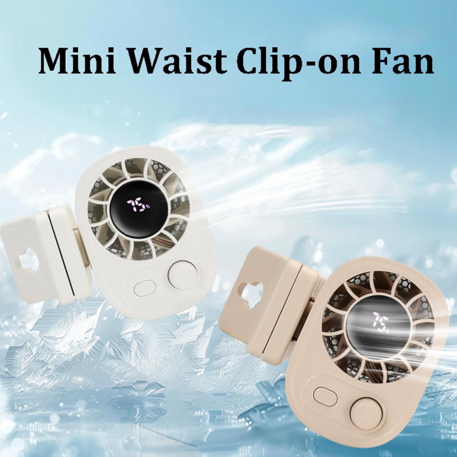 Car Clip On Fan with LED Display - 360° Rotation, 100 Speeds Adjustable, Portable Mini Personal Fan, USB Rechargeable, Compact Fans for Travel, Work, Camping
