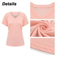 thumbnail image 5 of Women's Short Sleeve V Neck Pleated T Shirts, Askfv Summer Tops Ladies Casual Basic Loose Fit Pullover Shirts Solid Color, 5 of 10