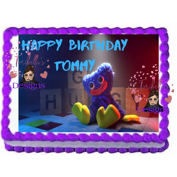 Huggy Poppy Blue Kids Monster Gamer Birthday Edible Image Cake Topper, by ToriBellas Designs