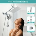 thumbnail image 6 of Rain shower head with hand unit, 8" high pressure rainfall shower head with extension arm, stand and hose, leak-proof waterfall, chrome, 6 of 8