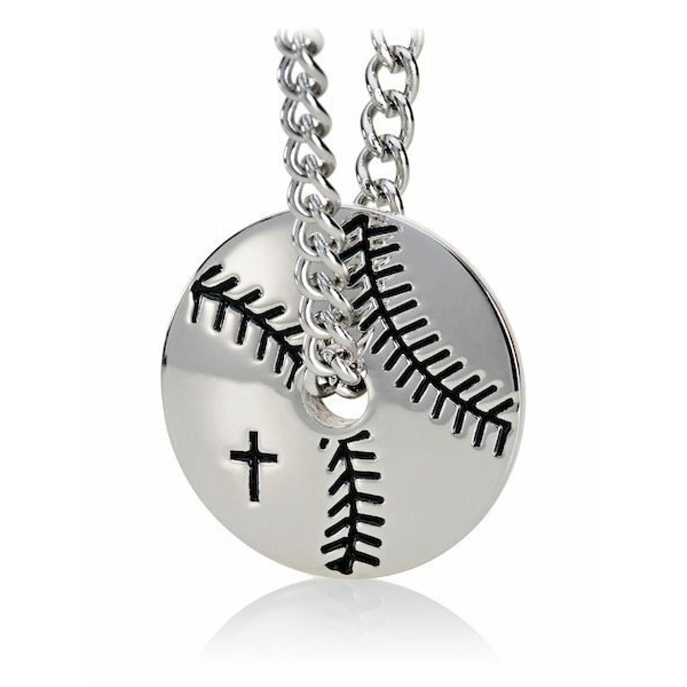 Shields of Strength Men's Stainless Steel Baseball Pendant Necklace