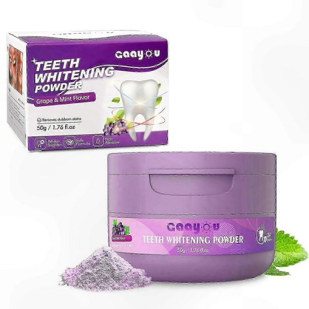 Whitening Tooth Powder with Grape and Mint for Stain Removal and Brighter Teeth