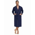thumbnail image 2 of MAYFISH Men's Pure Cotton Robe, Lightweight and Soft, Long Summer Sleepwear 100% Cotton Robe with Pockets (Navy Blue, M), 2 of 5