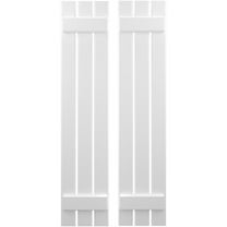 Ekena Millwork 11 1/2"W x 75"H Americraft Three Board (2 Batten) Exterior Real Wood Spaced Board-n-Batten Shutters (Per Pair), White