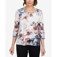 thumbnail image 4 of Alfred Dunner Womens Asymmetric Floral Lace Neck Top, 4 of 6