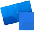 thumbnail image 5 of 100 Pack Two Pocket Plastic Translucent 3-Ring Hole Punch Folders, 11.5”L x 9.5”W for Filing / Storing Paper Work, Blue, 5 of 6