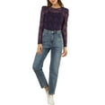 thumbnail image 2 of INSPIRE CHIC Valentine's Day Women's Tops Puff Long Sleeve Semi Sheer Floral Lace Blouses L Purple, 2 of 7