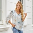 thumbnail image 6 of Blouses for Women V Neck Ruffle Double Layers Mesh Tunics Casual Layering Shirts, 6 of 7