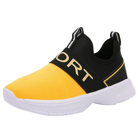 

DNDKILG Toddler Baby Girls Boy Breathable Non-Slip Sneakers Kids Soft Sole Spring Summer Fall First Walkers Shoes Yellow 1Y-12Y 35