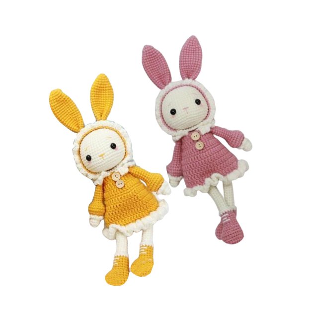 Kearding Aprende a Ganchillo con Kit Hecho a Mano Conejos Lindos y Fáciles para Principiantes Almacenamiento y organización del hogar rosa y amarillo 36cm