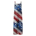 thumbnail image 6 of Feancey 4th of July Romper for Women Loose Fit Casual American Flag Print Jumpsuits Summer Button Sleeveless Wide Leg Overalls with Pockets Multicolor XXL, 6 of 9