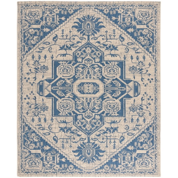 SAFAVIEH Courtyard Melva Medallion Indoor/Outdoor Area Rug, Beige/Blue, 8' x 10'