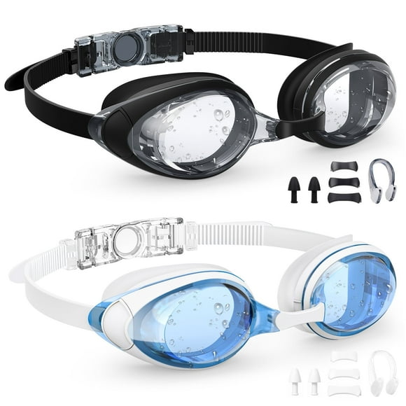 GPED Paquete de 2 Gafas de Natación, Anti-vaho Impermeables, Anti-UV, Visión Clara, Gafas de Natación de Silicona para Mujeres y Hombres Adultos