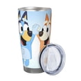 thumbnail image 2 of Lsque Bluey Pattern 20oz Car Cup with Lid and Straw, Insulated Coffee Cup with Straw Topper, Spill Proof Travel Coffee Mug, Stainless Steel Tumble, 2 of 8