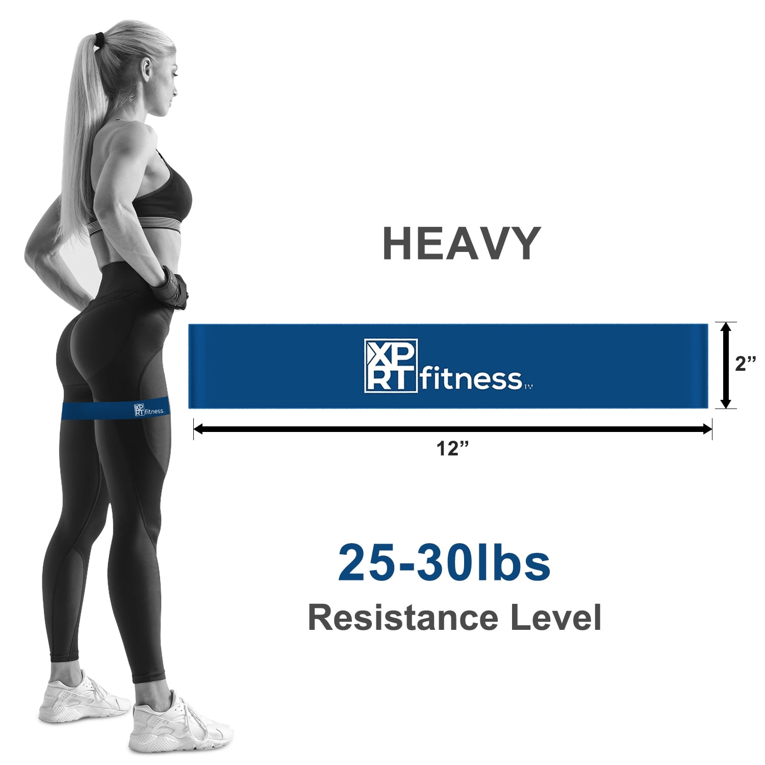 XPRT Fitness Resistance Loop Bands Elastic Exercise Bands Set of 10 - Resistance Level Heavy