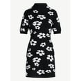 thumbnail image 6 of Scoop Women's Jacquard Floral Sweater Mini Dress with Short Sleeves, Sizes XS-XXL, 6 of 6