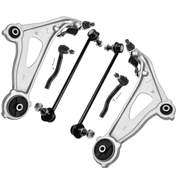 Detroit Axle - Front 6pc Control Arms Kit for 2013-2019 Nissan Pathfinder Infiniti JX35 QX60, 2 Lower Control Arms w/Ball Joints 2 Sway Bar Links 2 Outer Tie Rod Ends Replacement
