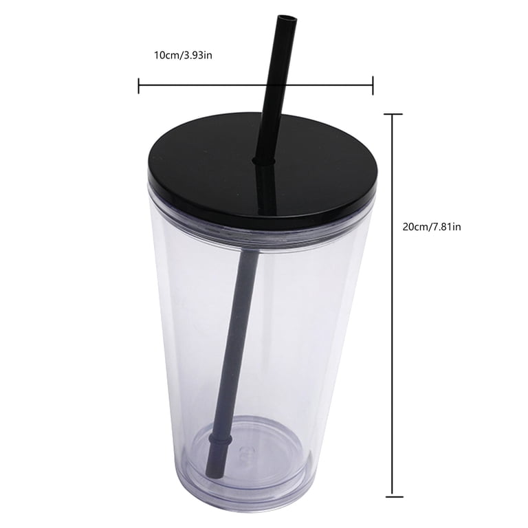 Glass Water Bottle,Classic Acrylic Tumbler With Lid And | 16oz Premium  Insulated Iced Coffee Cups Double Wall Reusable Plastic Cups 1 Pack -  Walmart.com