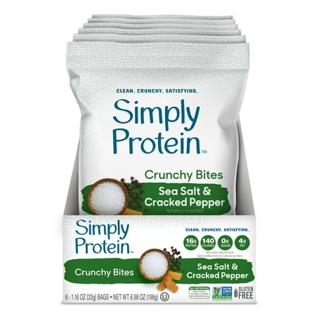 Simply Protein Crunchy Bites, Sea Salt and Cracked Pepper, 16g Protein, 6 Ct