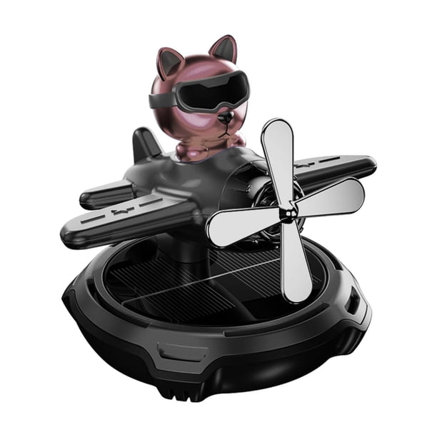 Difusor solar giratorio para coche, modelo de avión, adorno de aceite esencial Perro negro
