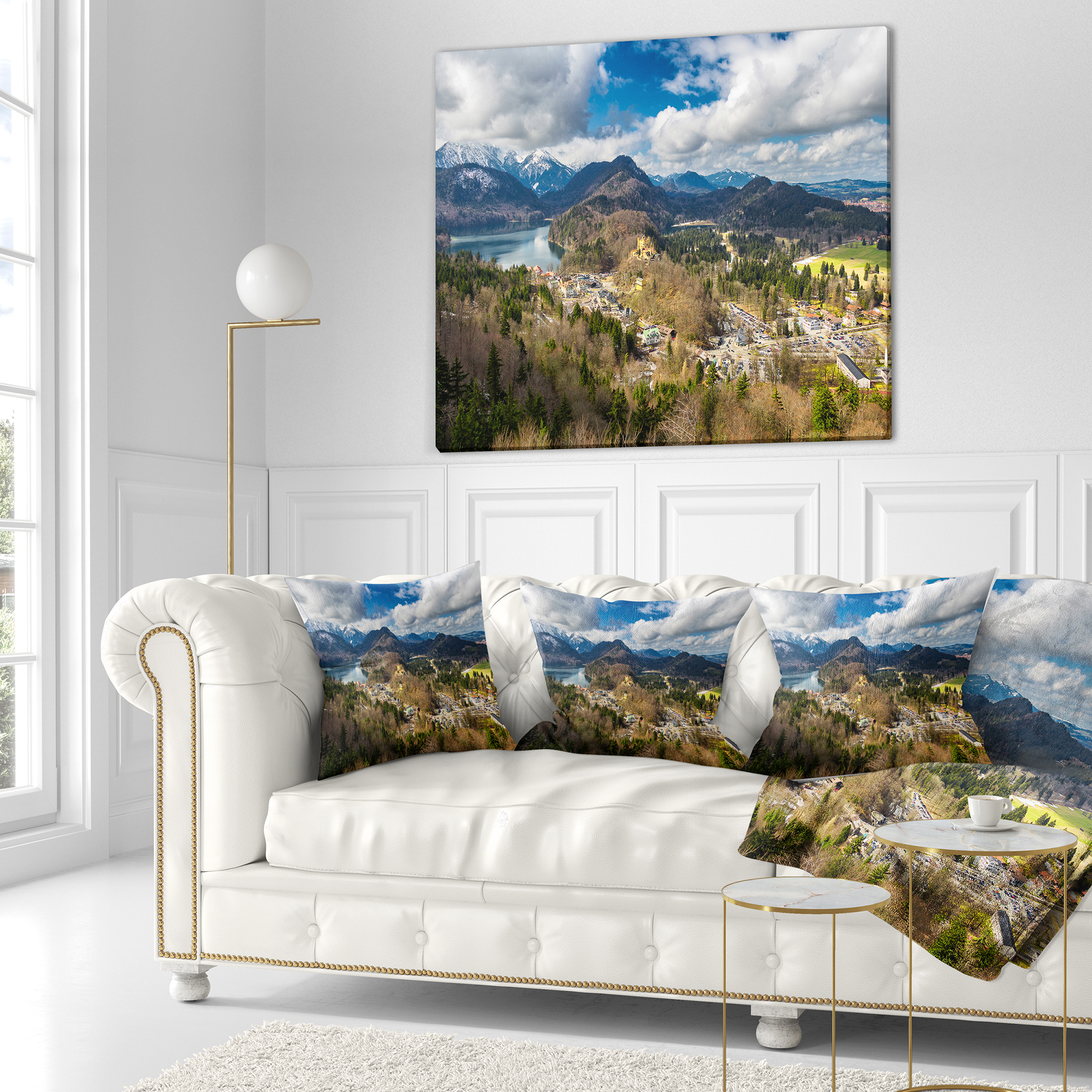 Designart Alps and Lakes on Summer Day - Landscape Printed Throw Pillow - 16x16
