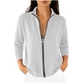 thumbnail image 5 of Zxlsdmn Zip Up Cardigan Sweater for Women Comfy Stand Collar Cardigans Casual Long Sleeve Solid Color Jacket Sweaters Fashion Fall Winter Clothes M, 5 of 9