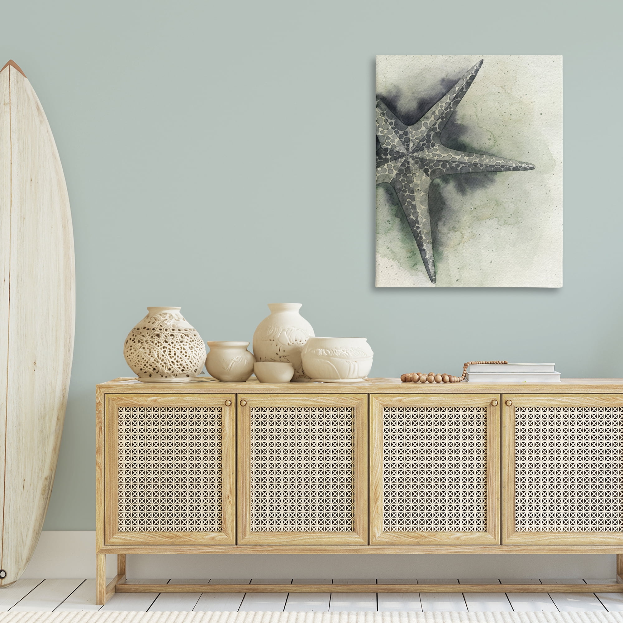 Stupell Industries Complex Grey Starfish Animals & Insects Painting Gallery Wrapped Canvas Art Print Wall Art, 30 x 40