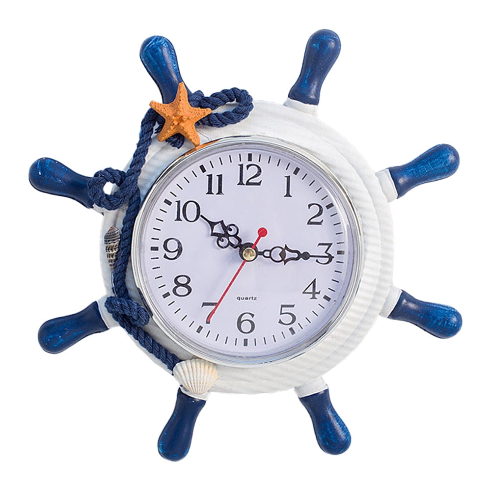 Wall Clock,Nautical Clocks Beach Wheel Wall Clock Decoration Maritime