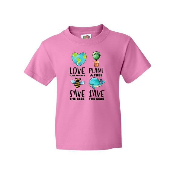 Inktastic Earth Day Plant a Tree Save the Bees Save the Seas Love Your Mother Earth Youth T-Shirt