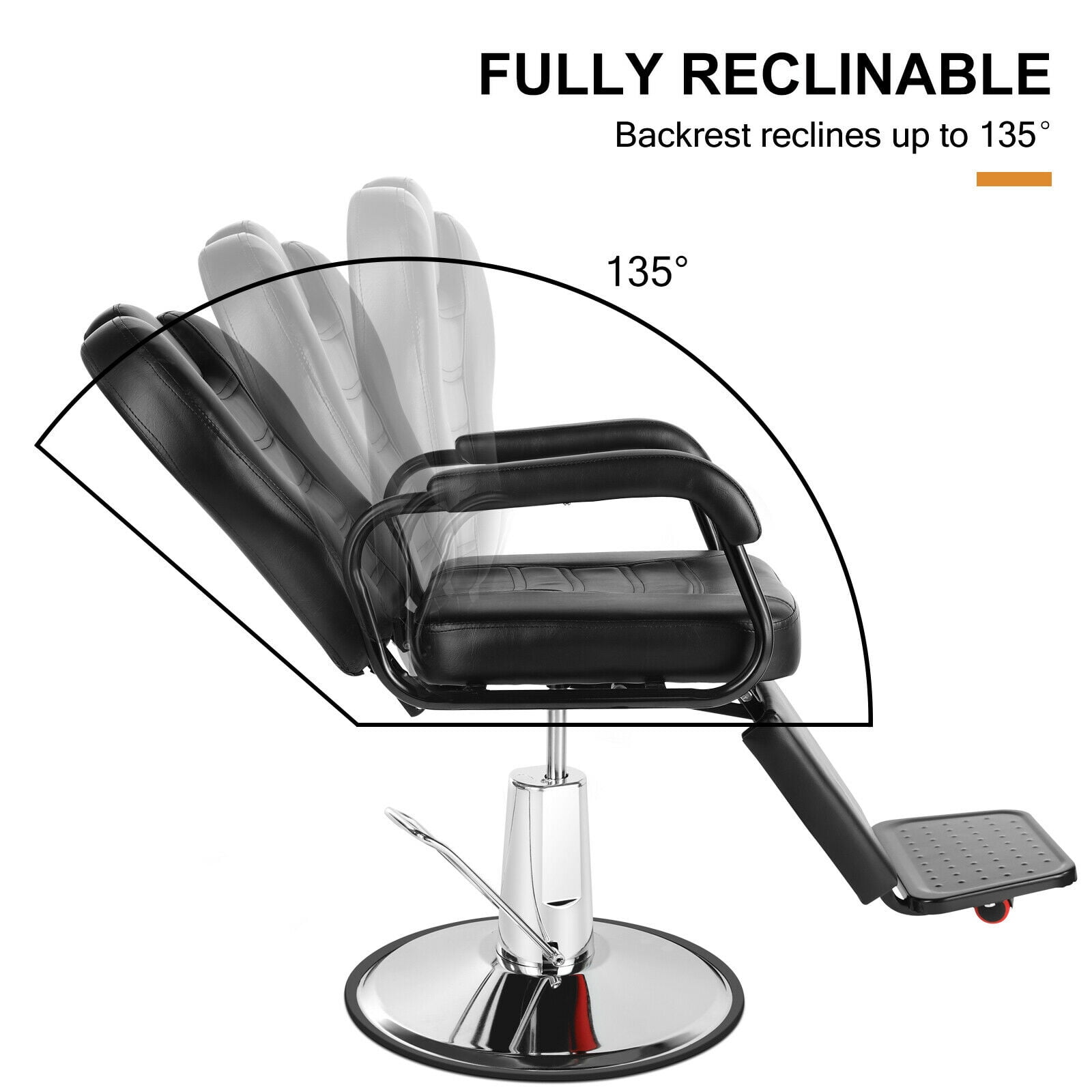 Artist Hand Hydraulic Heavy Duty Recliner Barber Chair Salon Spa Shampoo (Black)
