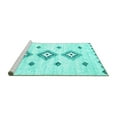 thumbnail image 2 of Ahgly Company Machine Washable Indoor Round Solid Turquoise Blue Modern Area Rugs, 6' Round, 2 of 4