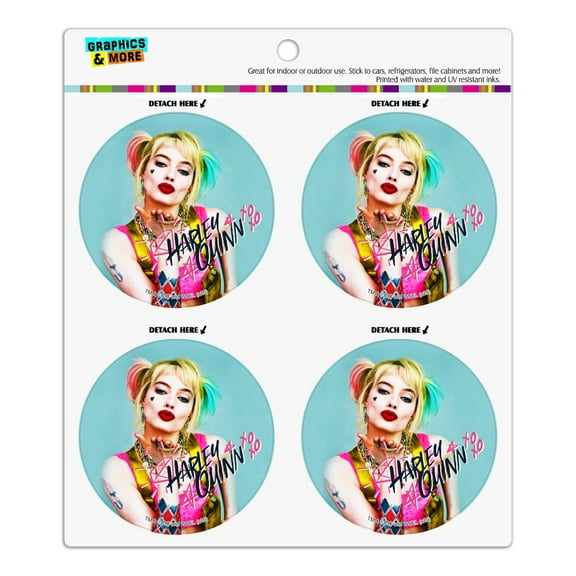 Birds of Prey Harley Quinn Blowing Kisses Refrigerator Fridge Locker Vinyl Circle Magnet Set
