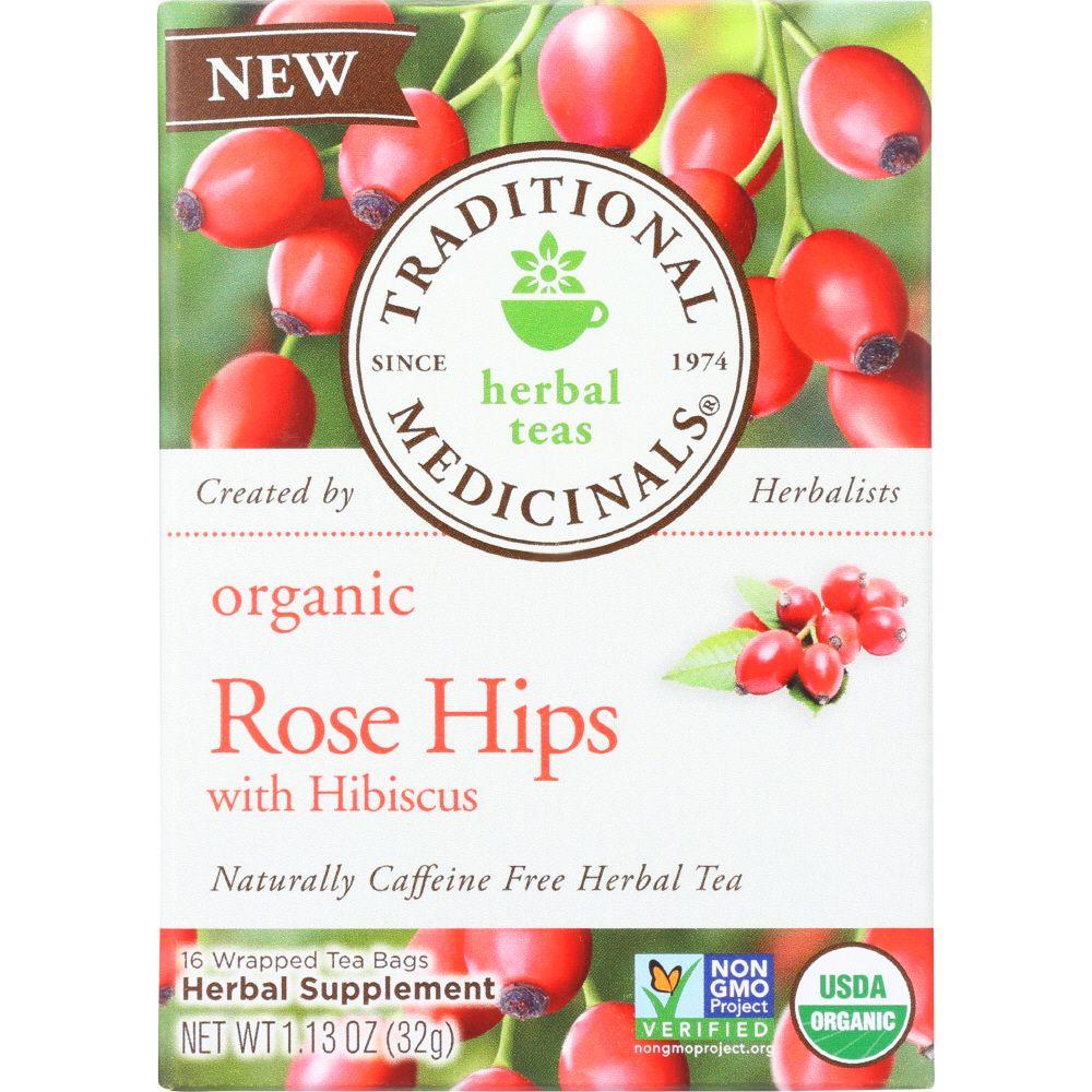 Traditional Medicinal Organic Rose Hips With Hibiscus Herbal Tea, 16 Bg (Pack Of 6)