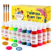 Fantastory Washable Tempera Paint Set with 3 Brushes - Safe, Non-Toxic, 32-Colors