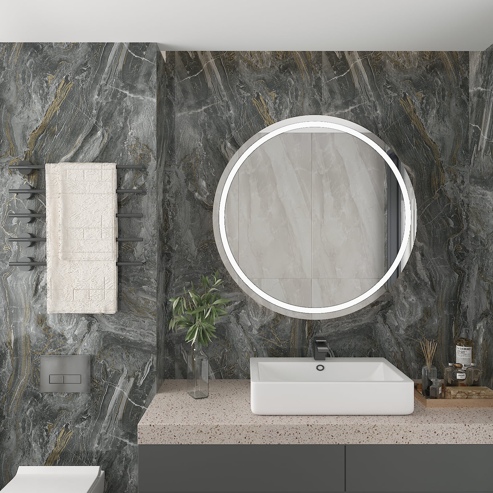CHIHUT Dark Grey Marble Peel and Stick Countertops Contact Paper 17.7"x236" Waterproof Peel and Stick Marble Wallpaper for Kitchen Counter Tops Self Adhesive Marble Contact Paper for Cabinets Liners