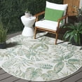 thumbnail image 2 of SAFAVIEH Courtyard Jaylen Botanical Indoor/Outdoor Area Rug, Ivory/Green, 6'7" x 6'7" Round, 2 of 11