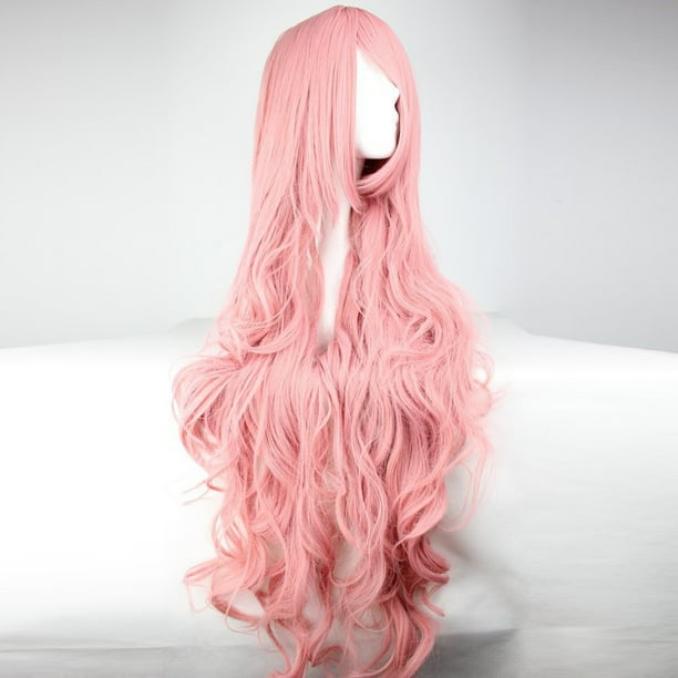 Long pink cheap cosplay wig