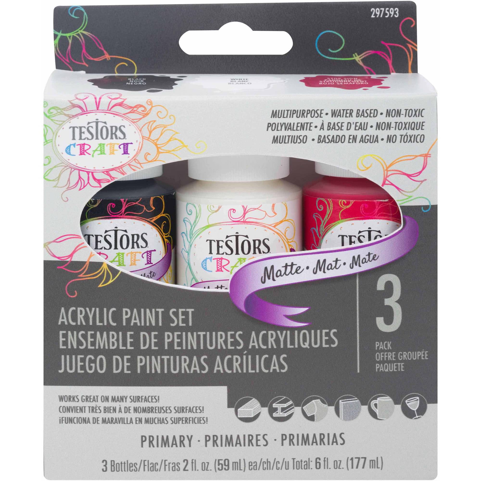 Testors Craft Acrylic Paint, Matte, 3Pack