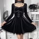 thumbnail image 2 of Vestido gótico de manga larga para mujer, vestido de noche Punk de retazos de encaje calado Fridja  nbo2880, 2 of 9