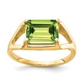 thumbnail image 1 of Solid 14k Yellow Gold 9x7mm Emerald Cut Peridot Green August Gemstone Engagement Ring Size 6.5, 1 of 2