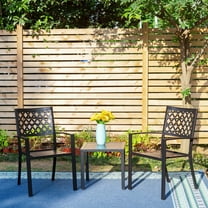 MF Studio 3-Piece Outdoor Patio Garden Bistro Set with 2 PCS Armchairs&1 PC Square Table, Black
