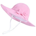 thumbnail image 2 of LRen Little Girl Tea Party Hats UPF 50+ Wide Brim Baby Sun Hat for Outdoor Beach Adjustable Bucket Style Toddler Pink, 2 of 7