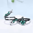thumbnail image 3 of Unique Gothic Kite Cut Emerald Engagement Ring Set in 14k Black Gold Vermeil- Cluster Wedding Ring- May Birthstone, 3 of 6