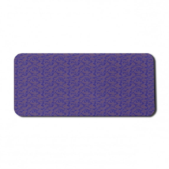Paisley Computer Mouse Pad, Oriental Persian Culture Style Ethnic Leaves Motif in Ornamental Effects, Rectangle Non-Slip Rubber Mousepad X-Large, 35" x 15", Blue Violet Purple, by Ambesonne
