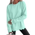 thumbnail image 2 of Womens Oversized Crewneck Sweatshirts,Scalloped Casual Pullover,Long Sleeve, Comfort Soft Cute Sweater,Relaxed Loose Fit,Lightweight Loungewear,Athletic Daily 2026 Trendy Fall Outfits Light Green, 2 of 9