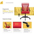 thumbnail image 6 of Furniwell Office Chair Home Office Desk Chair Mid Back Mesh Desk Chair Ergonomic Lumbar Support Computer Chair Swivel Rolling Task Chair with Armrest (Red), 6 of 14